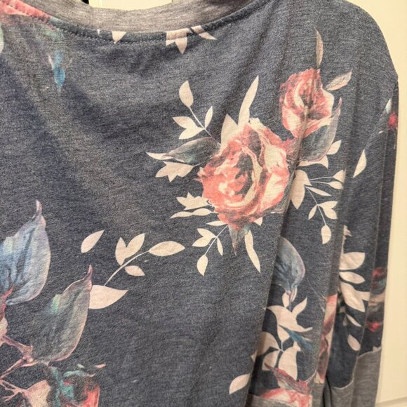 Tickled Teal Floral Long Sleeve Top - Gray and Pink - Picture 6 of 11